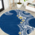 Aloha Polynesian Plumeria Flower Round Carpet Blue Color