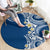 Aloha Polynesian Plumeria Flower Round Carpet Blue Color