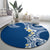 Aloha Polynesian Plumeria Flower Round Carpet Blue Color