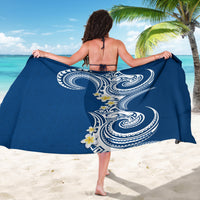 Aloha Polynesian Plumeria Flower Sarong Blue Color