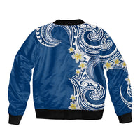 Aloha Polynesian Plumeria Flower Sleeve Zip Bomber Jacket Blue Color LT03 - Polynesian Pride