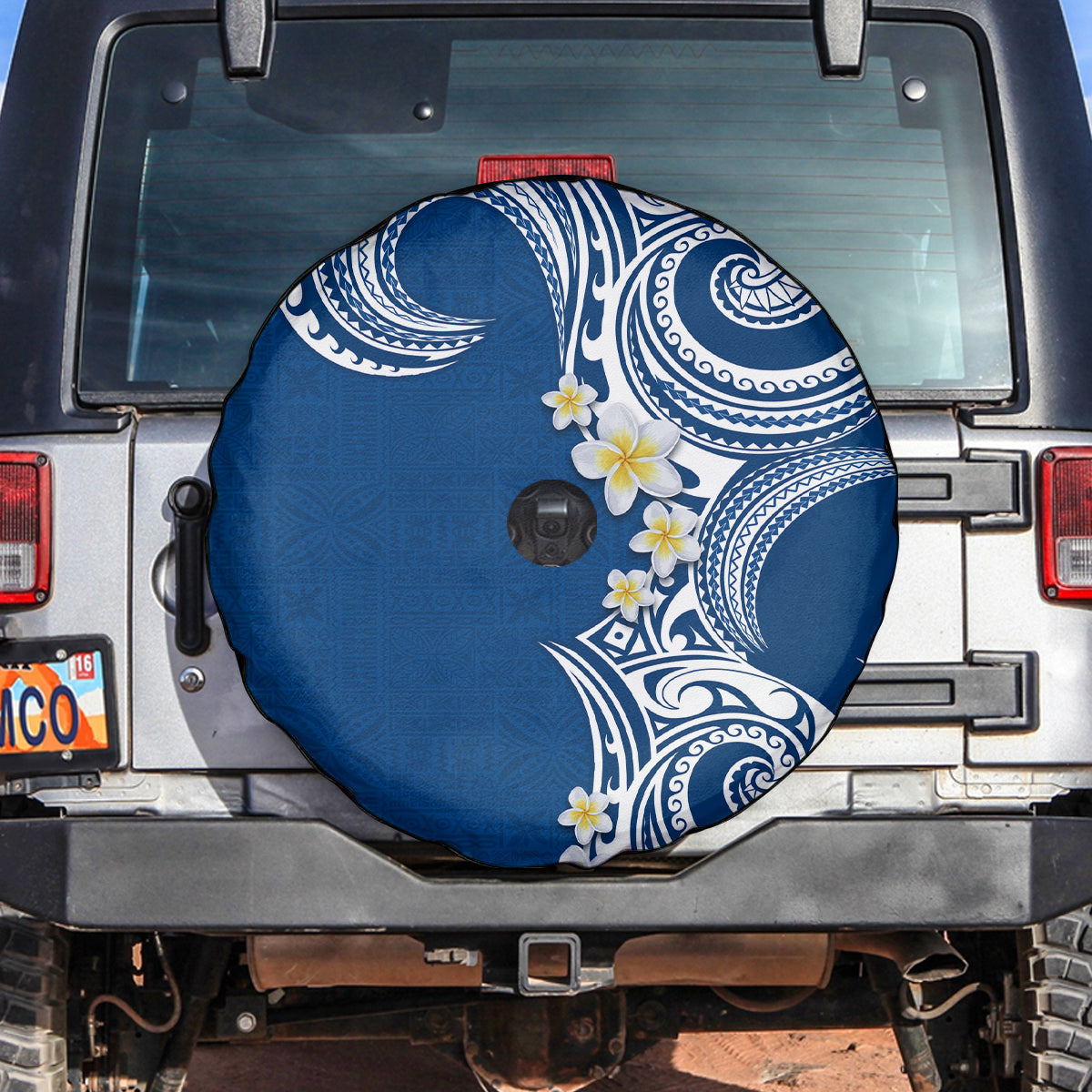 Aloha Polynesian Plumeria Flower Spare Tire Cover Blue Color LT03 Blue - Polynesian Pride