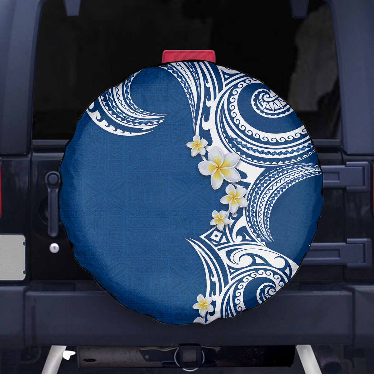 Aloha Polynesian Plumeria Flower Spare Tire Cover Blue Color LT03 - Polynesian Pride