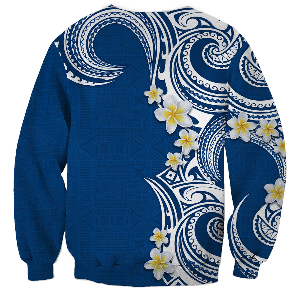 Aloha Polynesian Plumeria Flower Sweatshirt Blue Color LT03 - Polynesian Pride