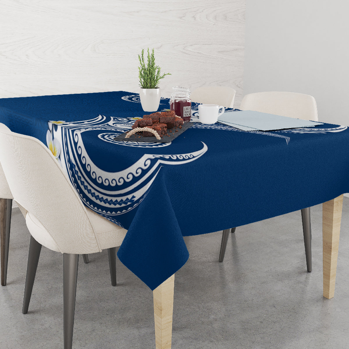 Aloha Polynesian Plumeria Flower Tablecloth Blue Color LT03 - Polynesian Pride