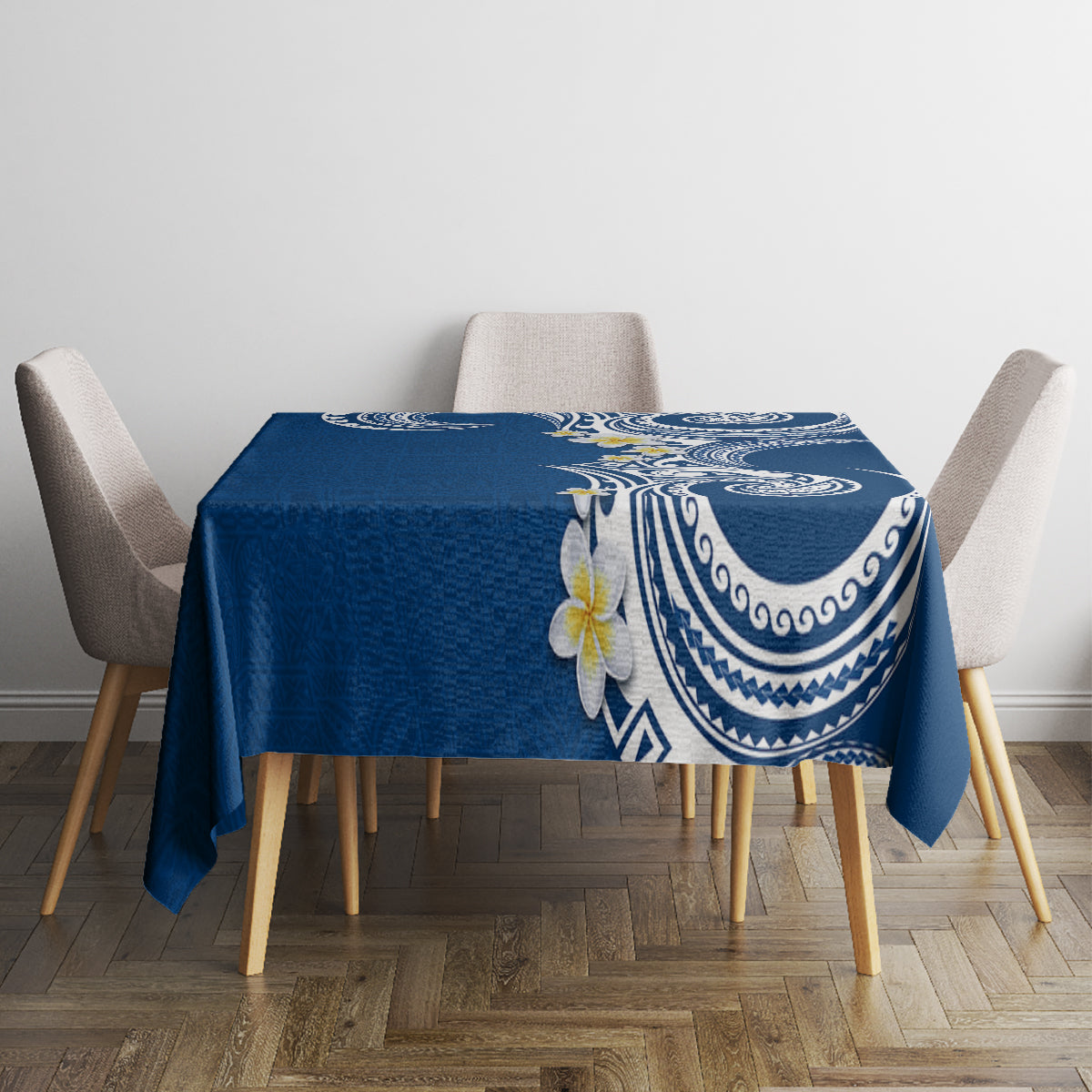 Aloha Polynesian Plumeria Flower Tablecloth Blue Color LT03 - Polynesian Pride