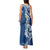 Aloha Polynesian Plumeria Flower Tank Maxi Dress Blue Color