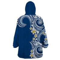 Aloha Polynesian Plumeria Flower Wearable Blanket Hoodie Blue Color LT03 - Polynesian Pride