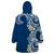 Aloha Polynesian Plumeria Flower Wearable Blanket Hoodie Blue Color