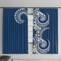 Aloha Polynesian Plumeria Flower Window Curtain Blue Color LT03 With Hooks Blue - Polynesian Pride