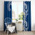 Aloha Polynesian Plumeria Flower Window Curtain Blue Color