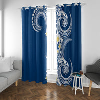 Aloha Polynesian Plumeria Flower Window Curtain Blue Color LT03 With Grommets Blue - Polynesian Pride
