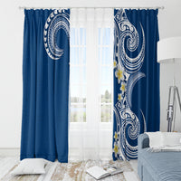 Aloha Polynesian Plumeria Flower Window Curtain Blue Color LT03 - Polynesian Pride