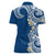 Aloha Polynesian Plumeria Flower Women Polo Shirt Blue Color