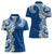 Aloha Polynesian Plumeria Flower Women Polo Shirt Blue Color