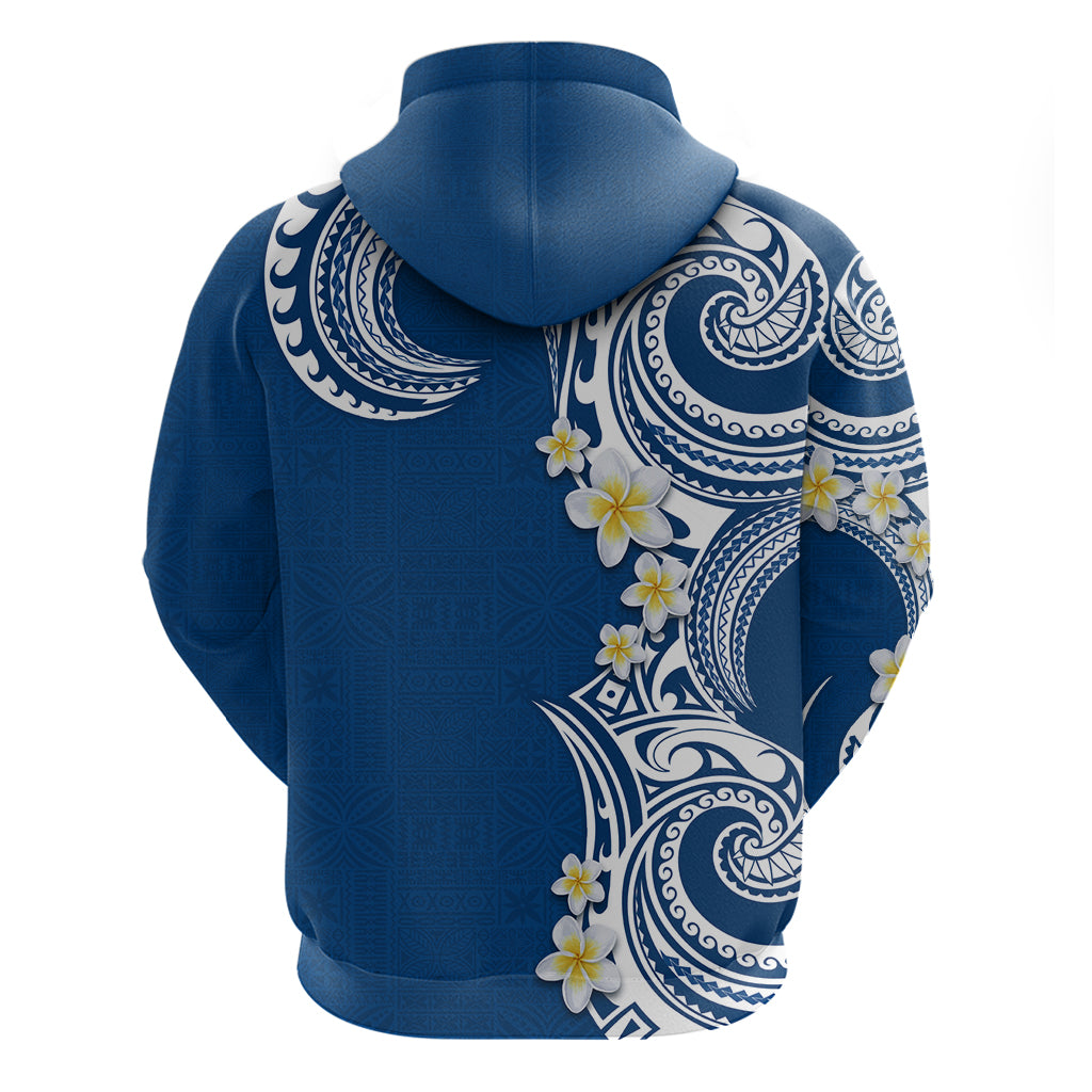 Aloha Polynesian Plumeria Flower Zip Hoodie Blue Color