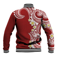 Aloha Polynesian Plumeria Flower Baseball Jacket Red Color LT03 - Polynesian Pride