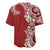 Aloha Polynesian Plumeria Flower Baseball Jersey Red Color