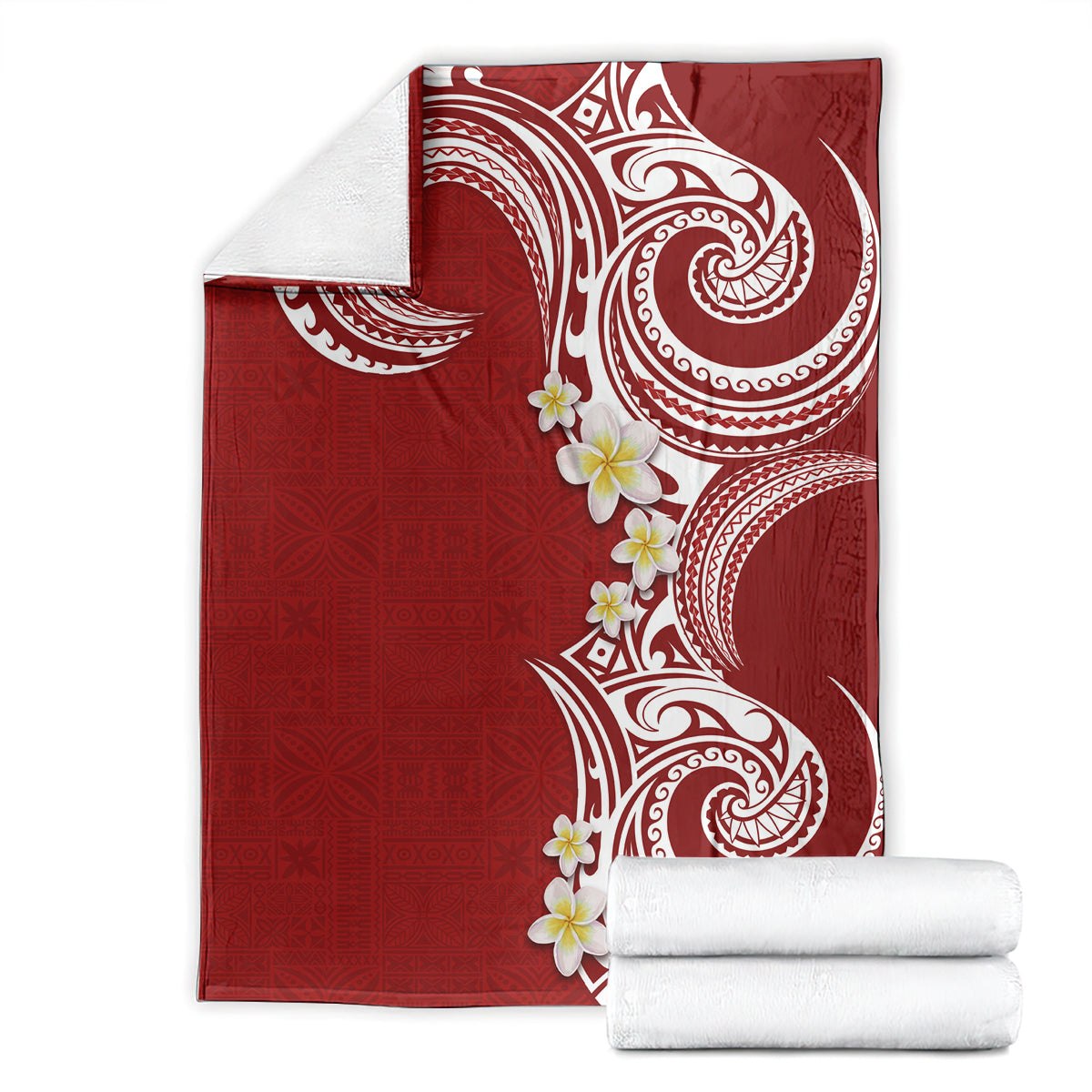 Aloha Polynesian Plumeria Flower Blanket Red Color LT03 - Polynesian Pride