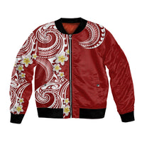 Aloha Polynesian Plumeria Flower Bomber Jacket Red Color LT03 Unisex Red - Polynesian Pride
