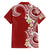 Aloha Polynesian Plumeria Flower Family Matching Long Sleeve Bodycon Dress and Hawaiian Shirt Red Color