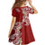 Aloha Polynesian Plumeria Flower Family Matching Off The Shoulder Long Sleeve Dress and Hawaiian Shirt Red Color