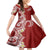 Aloha Polynesian Plumeria Flower Family Matching Off Shoulder Maxi Dress and Hawaiian Shirt Red Color