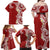 Aloha Polynesian Plumeria Flower Family Matching Off Shoulder Maxi Dress and Hawaiian Shirt Red Color