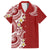 Aloha Polynesian Plumeria Flower Family Matching Off Shoulder Maxi Dress and Hawaiian Shirt Red Color