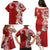 Aloha Polynesian Plumeria Flower Family Matching Puletasi and Hawaiian Shirt Red Color