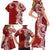 Aloha Polynesian Plumeria Flower Family Matching Short Sleeve Bodycon Dress and Hawaiian Shirt Red Color