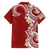 Aloha Polynesian Plumeria Flower Family Matching Short Sleeve Bodycon Dress and Hawaiian Shirt Red Color