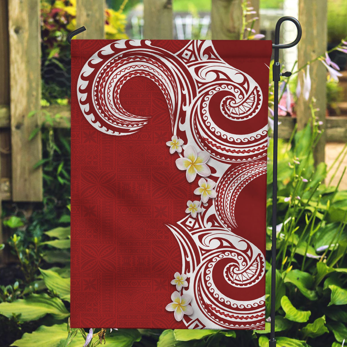 Aloha Polynesian Plumeria Flower Garden Flag Red Color LT03 Garden Flag Red - Polynesian Pride