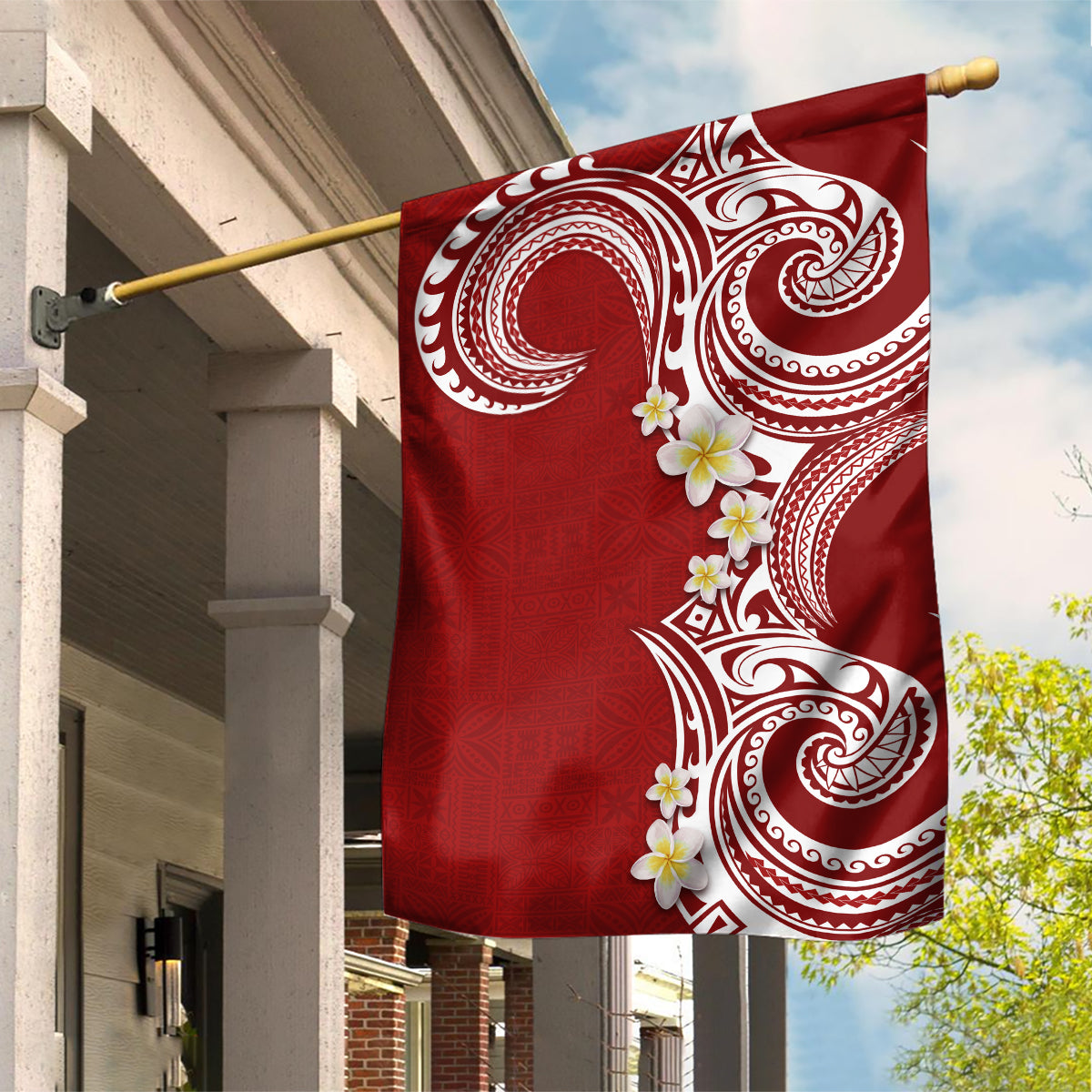 Aloha Polynesian Plumeria Flower Garden Flag Red Color LT03 House Flag Red - Polynesian Pride