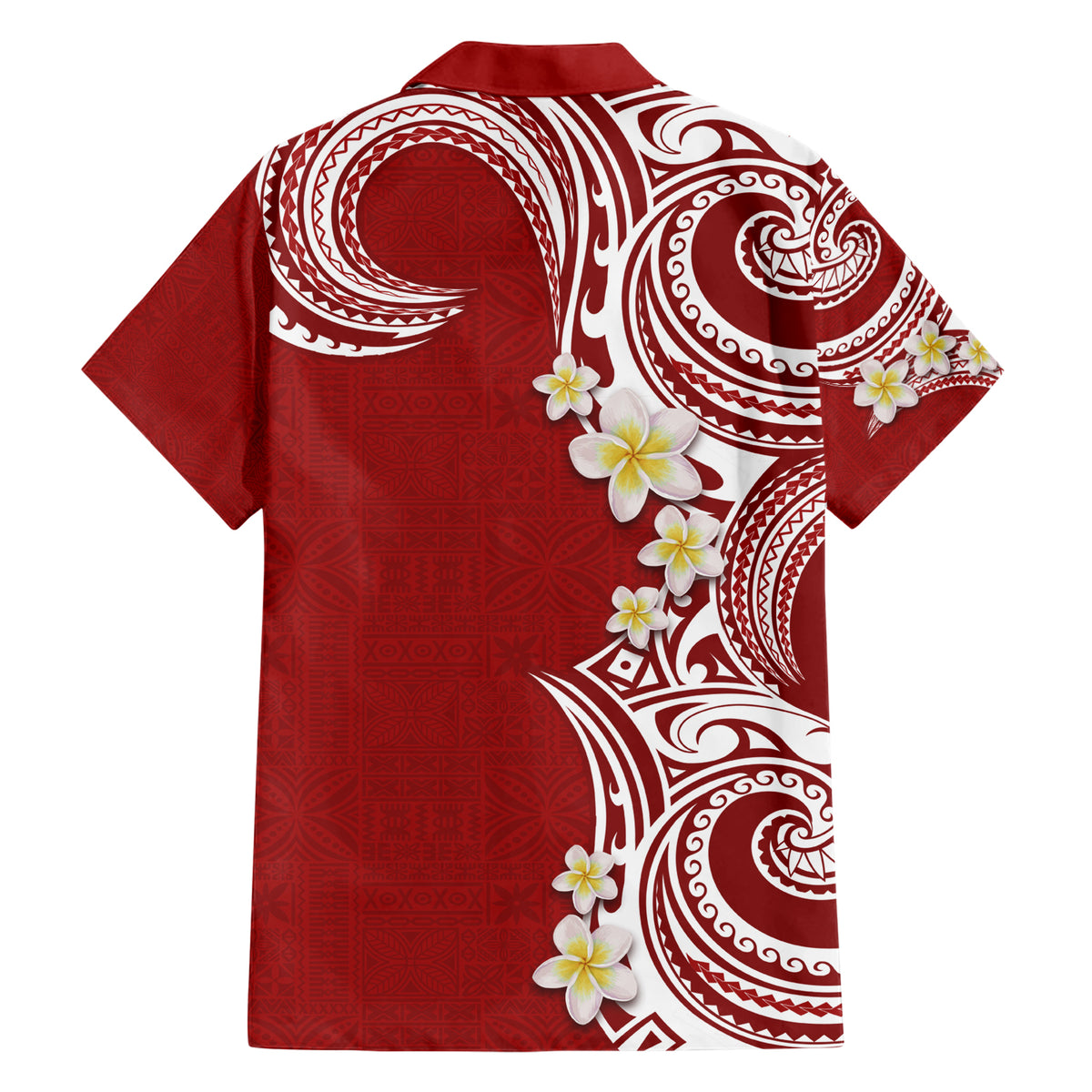 Aloha Polynesian Plumeria Flower Hawaiian Shirt Red Color
