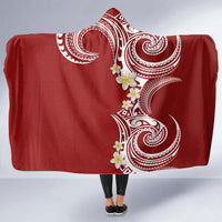 Aloha Polynesian Plumeria Flower Hooded Blanket Red Color LT03 - Polynesian Pride