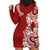 Aloha Polynesian Plumeria Flower Hoodie Dress Red Color