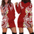 Aloha Polynesian Plumeria Flower Hoodie Dress Red Color