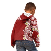 Aloha Polynesian Plumeria Flower Kid Hoodie Red Color