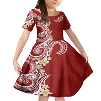 Aloha Polynesian Plumeria Flower Kid Short Sleeve Dress Red Color LT03 KID Red - Polynesian Pride