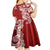 Aloha Polynesian Plumeria Flower Kid Short Sleeve Dress Red Color