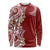 Aloha Polynesian Plumeria Flower Long Sleeve Shirt Red Color