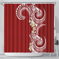 Aloha Polynesian Plumeria Flower Shower Curtain Red Color