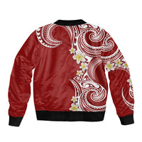 Aloha Polynesian Plumeria Flower Sleeve Zip Bomber Jacket Red Color LT03 - Polynesian Pride