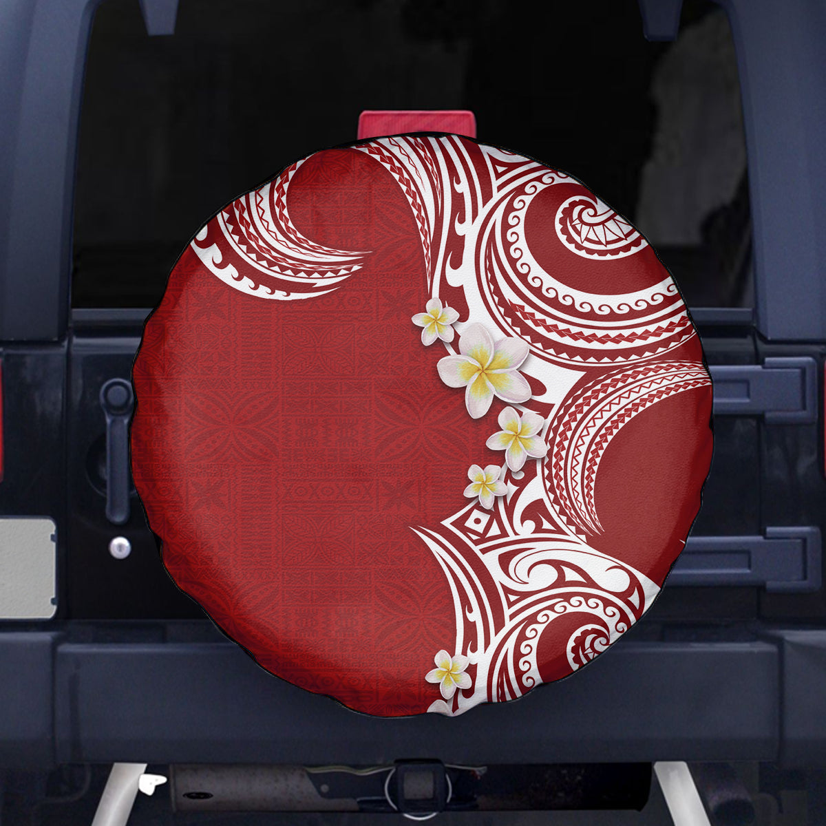 Aloha Polynesian Plumeria Flower Spare Tire Cover Red Color LT03 - Polynesian Pride