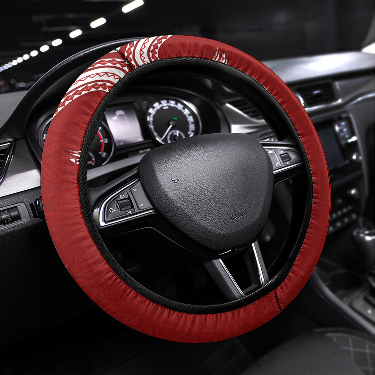 Aloha Polynesian Plumeria Flower Steering Wheel Cover Red Color LT03 Universal Fit Red - Polynesian Pride