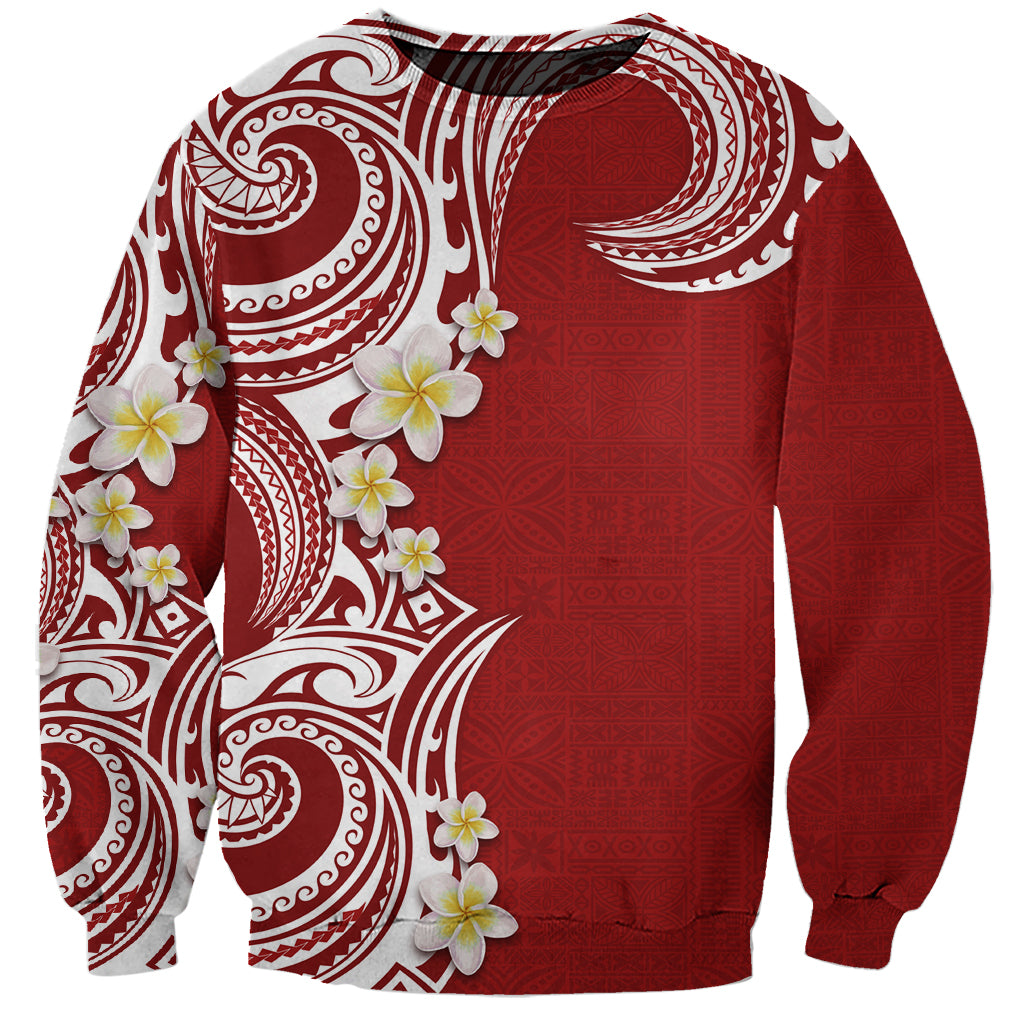 Aloha Polynesian Plumeria Flower Sweatshirt Red Color LT03 Unisex Red - Polynesian Pride
