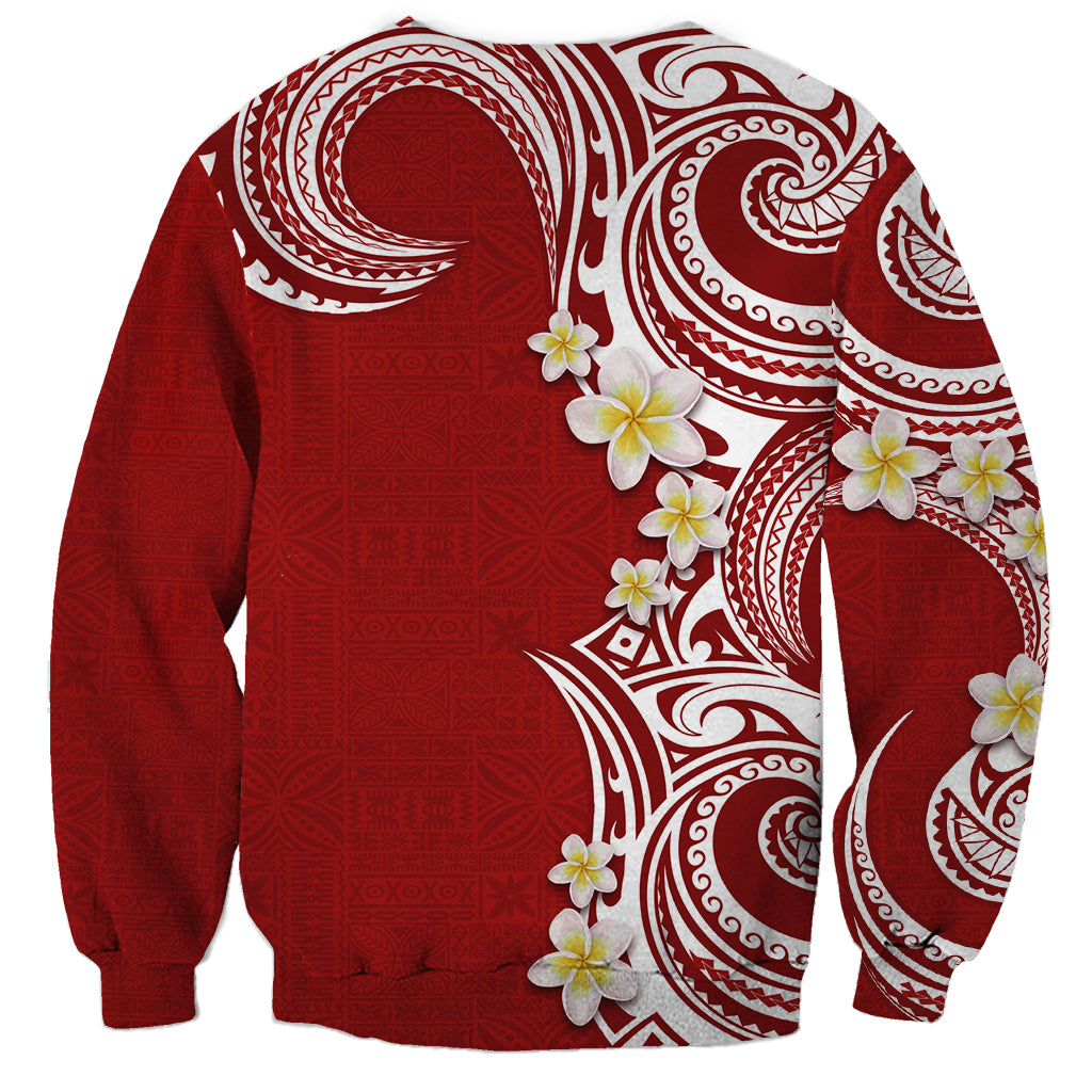 Aloha Polynesian Plumeria Flower Sweatshirt Red Color LT03 - Polynesian Pride