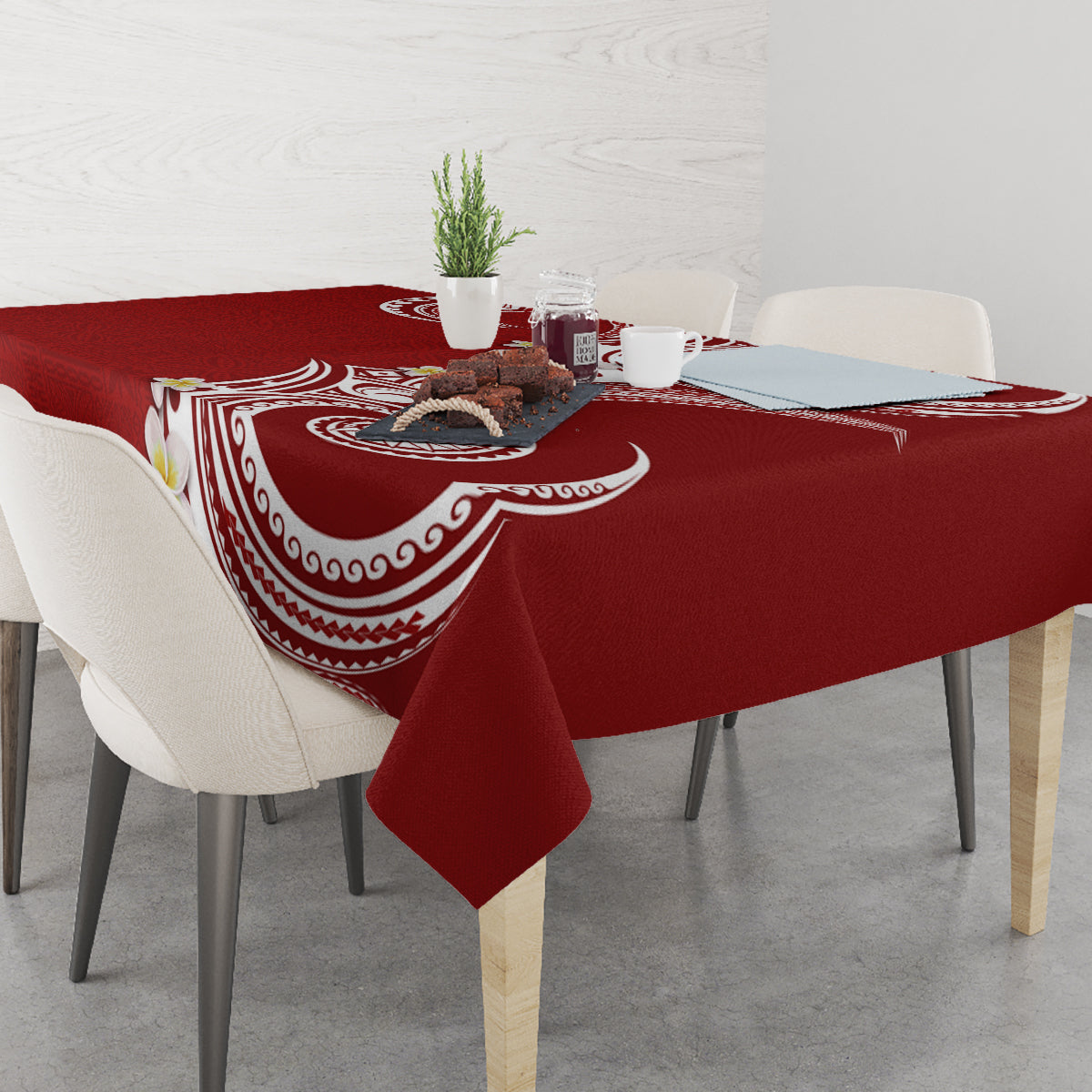 Aloha Polynesian Plumeria Flower Tablecloth Red Color LT03 - Polynesian Pride