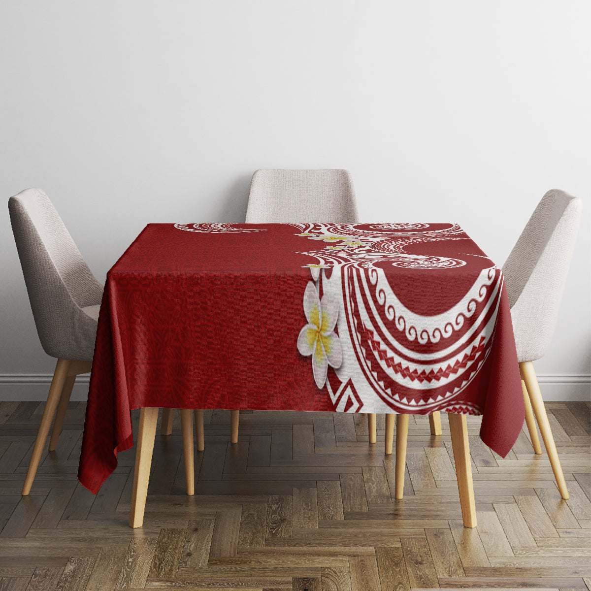 Aloha Polynesian Plumeria Flower Tablecloth Red Color LT03 - Polynesian Pride